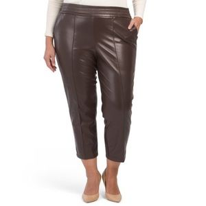 RACHEL ZOE Brown Plus Pull On Faux Leather Pants 1x
